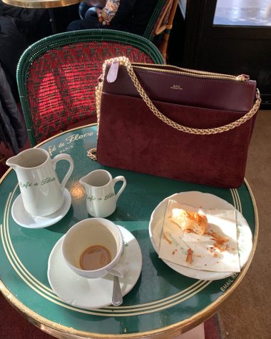 APC Ella Bag Bordeaux at Café de Flore, Paris, France