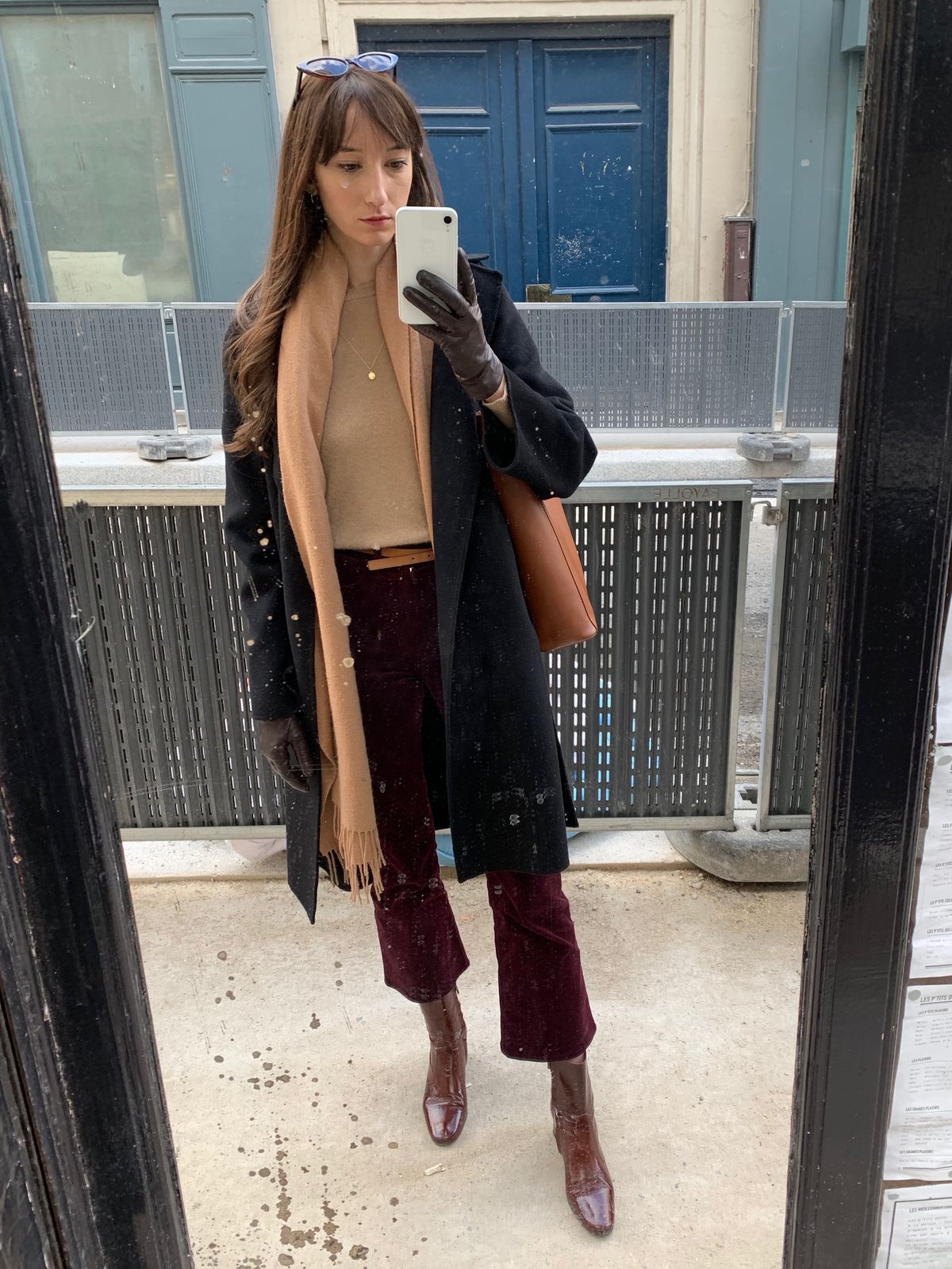 Parisian Winter Look: Bordeaux cropped pants by & Other Stories, Everlane Brown Leather Tote Bag