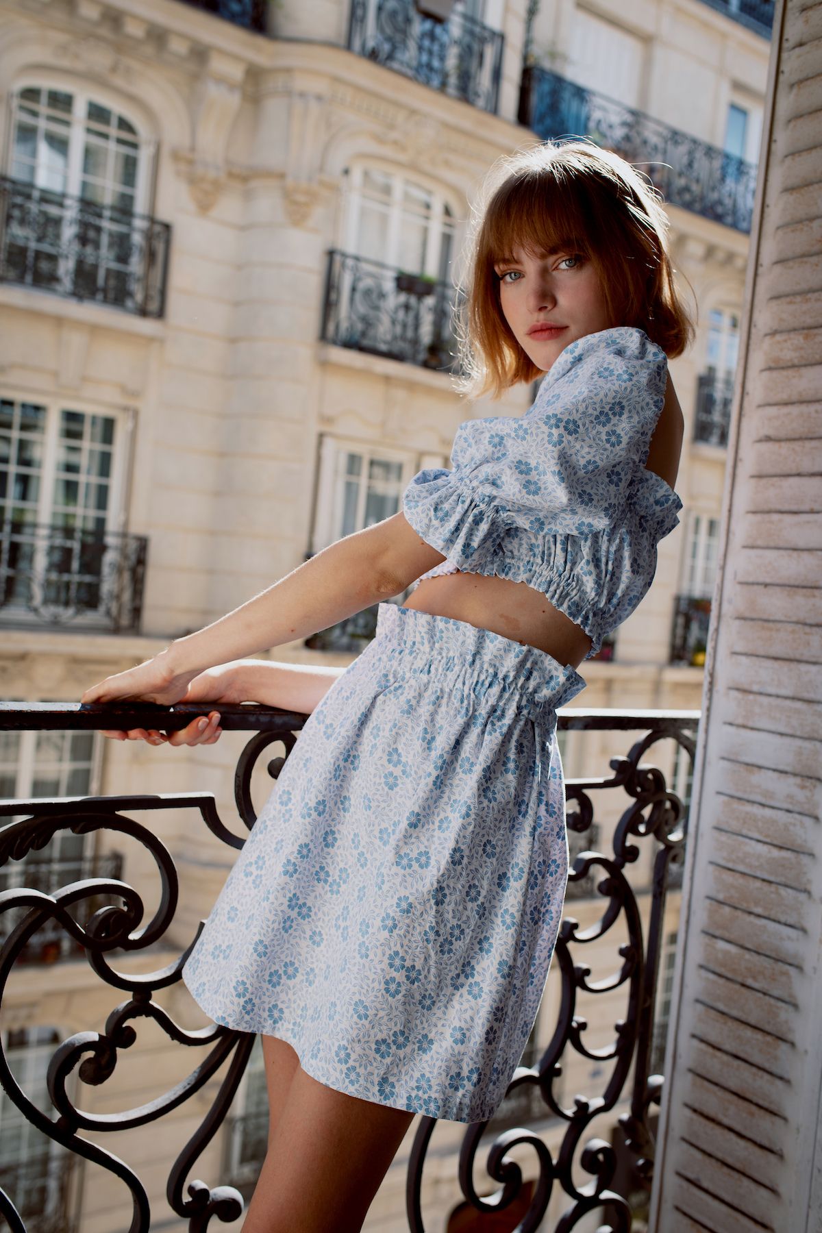 Camée Léone Ensemble Shot in Paris by Elodie Sáiz featuring Lise with Make-up by Mathilde Moncamp