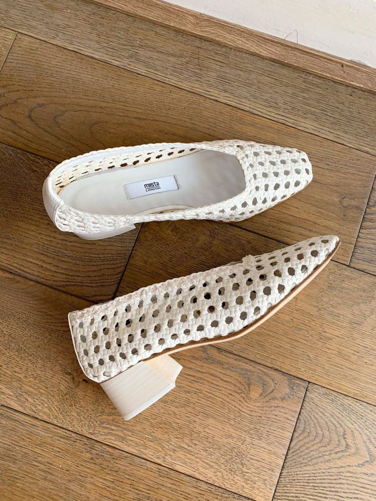 White Miista Taissa Woven Leather Shoes