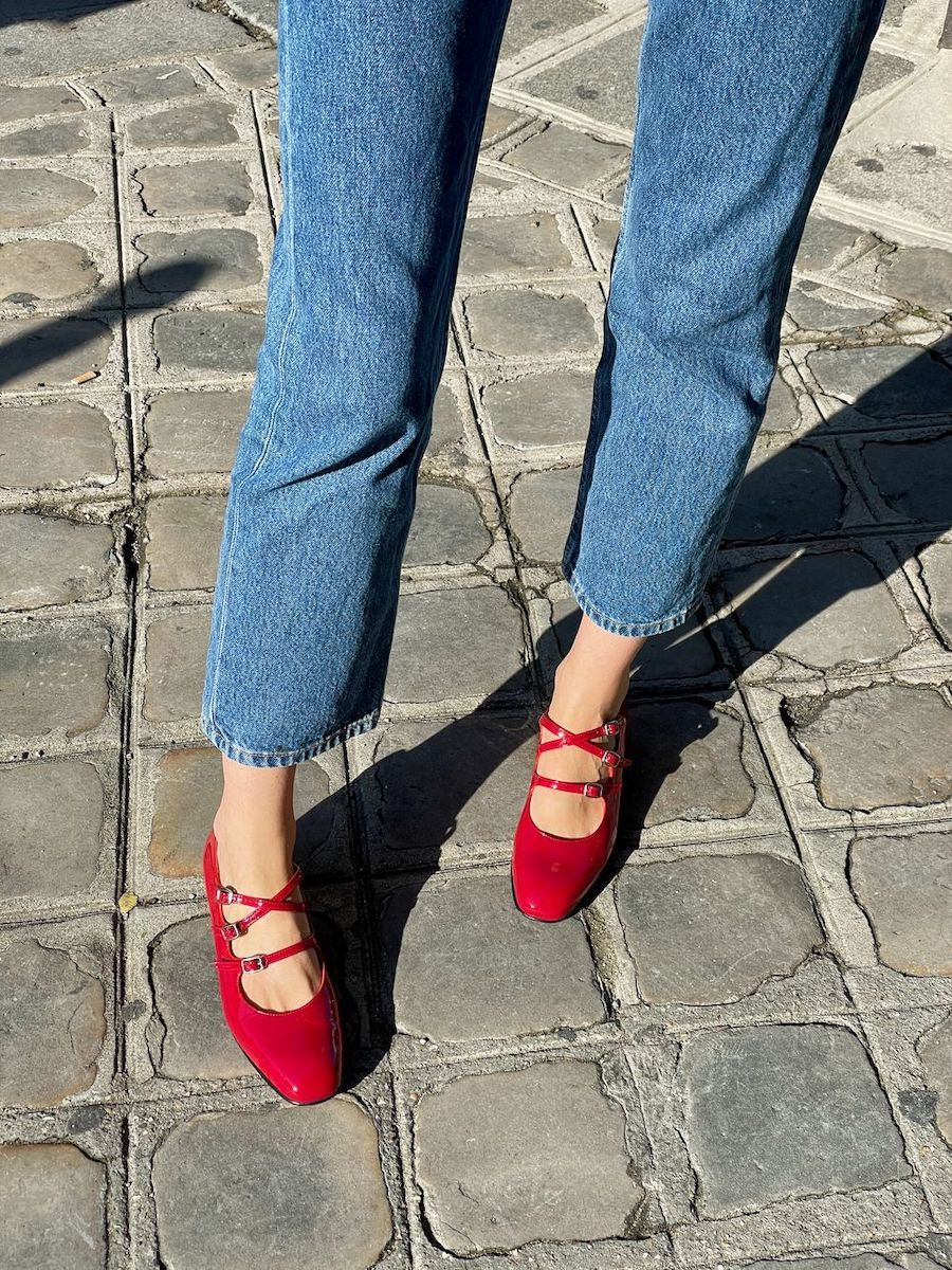 ARIANA red patent leather Mary Janes ballet flats