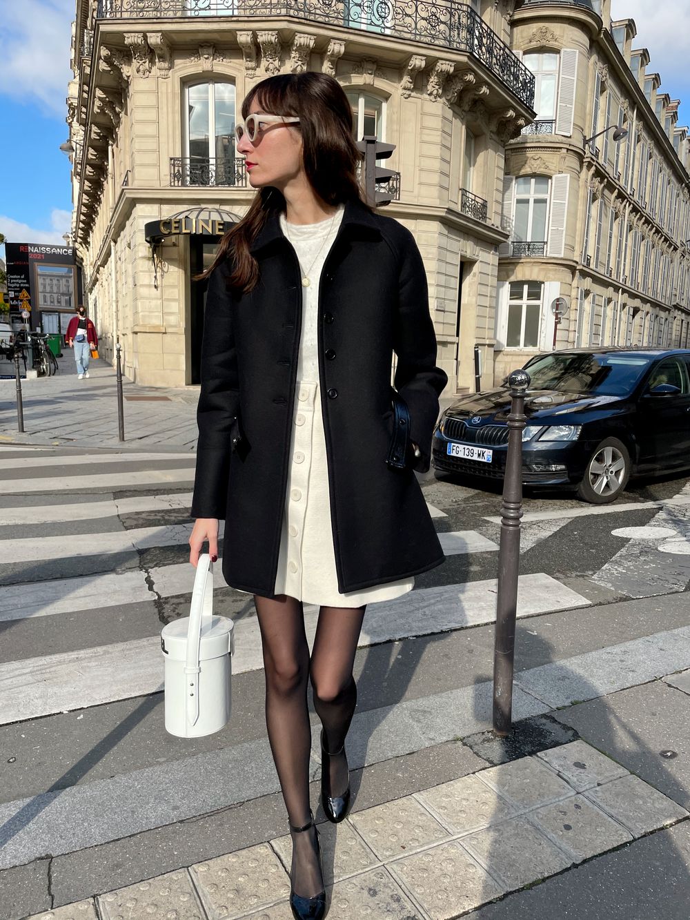 Courreges Raglan Coat Black for winter