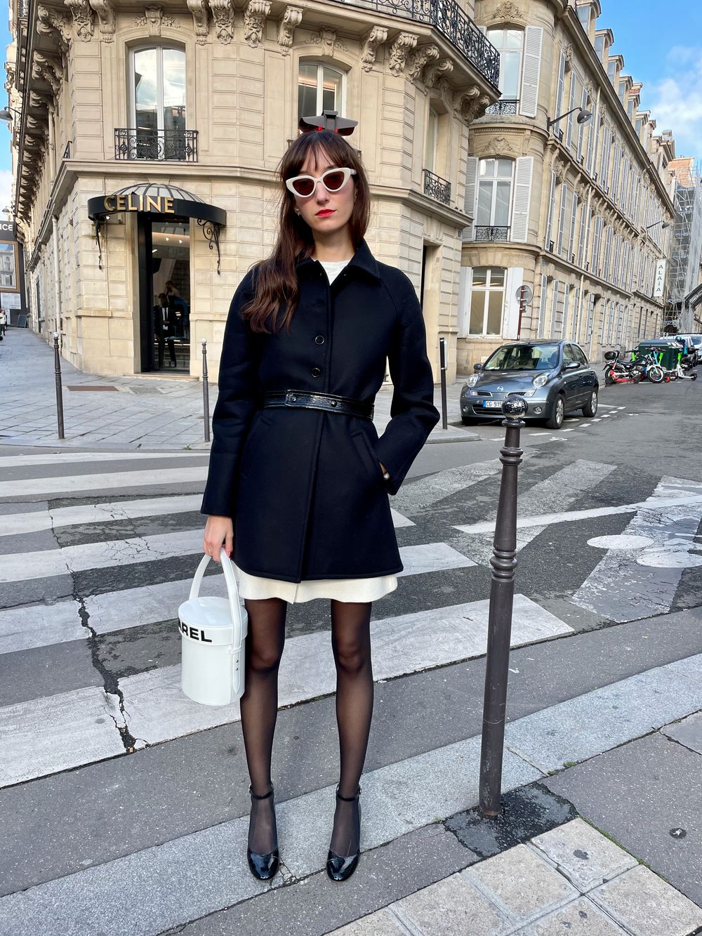 Courreges Raglan Coat Black for winter