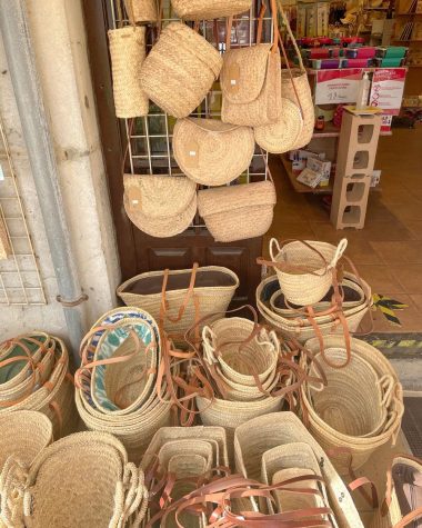 French Market Basket Bags leather handles for sale at French market