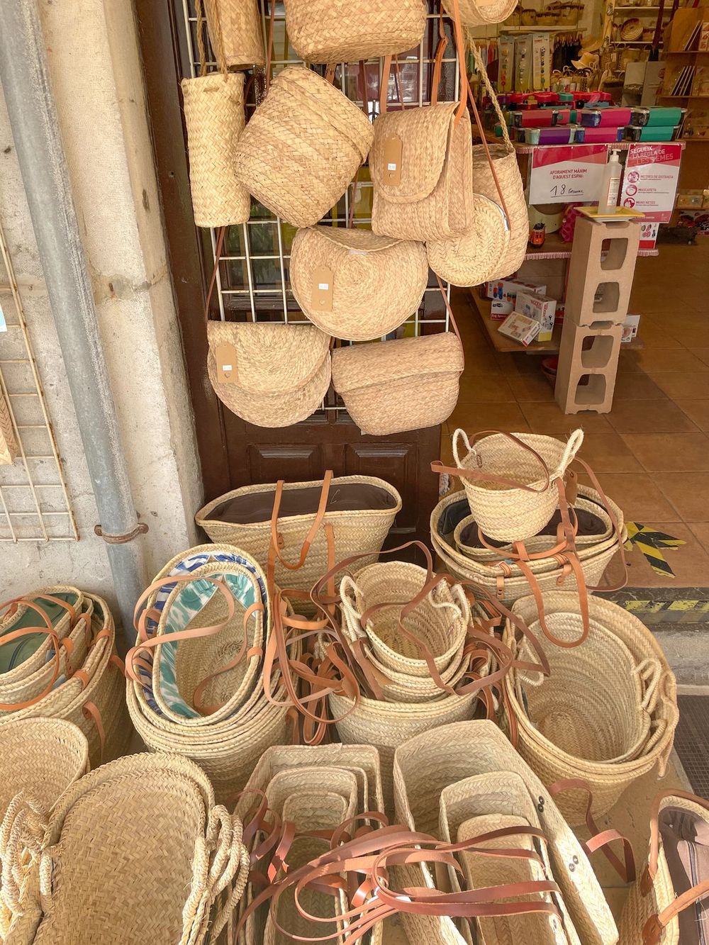 French Market Basket Bags leather handles for sale at French market