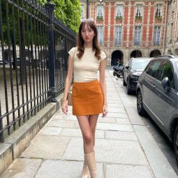 Orange mini skirt season_IMG_3759