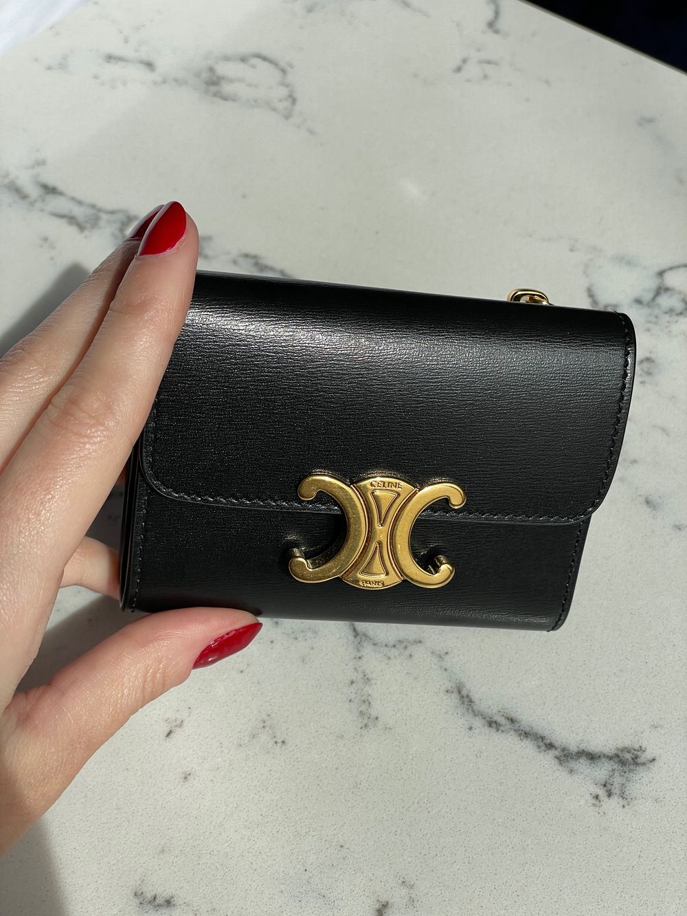Celine Triomphe Compact Wallet with Coin review IMG_1707