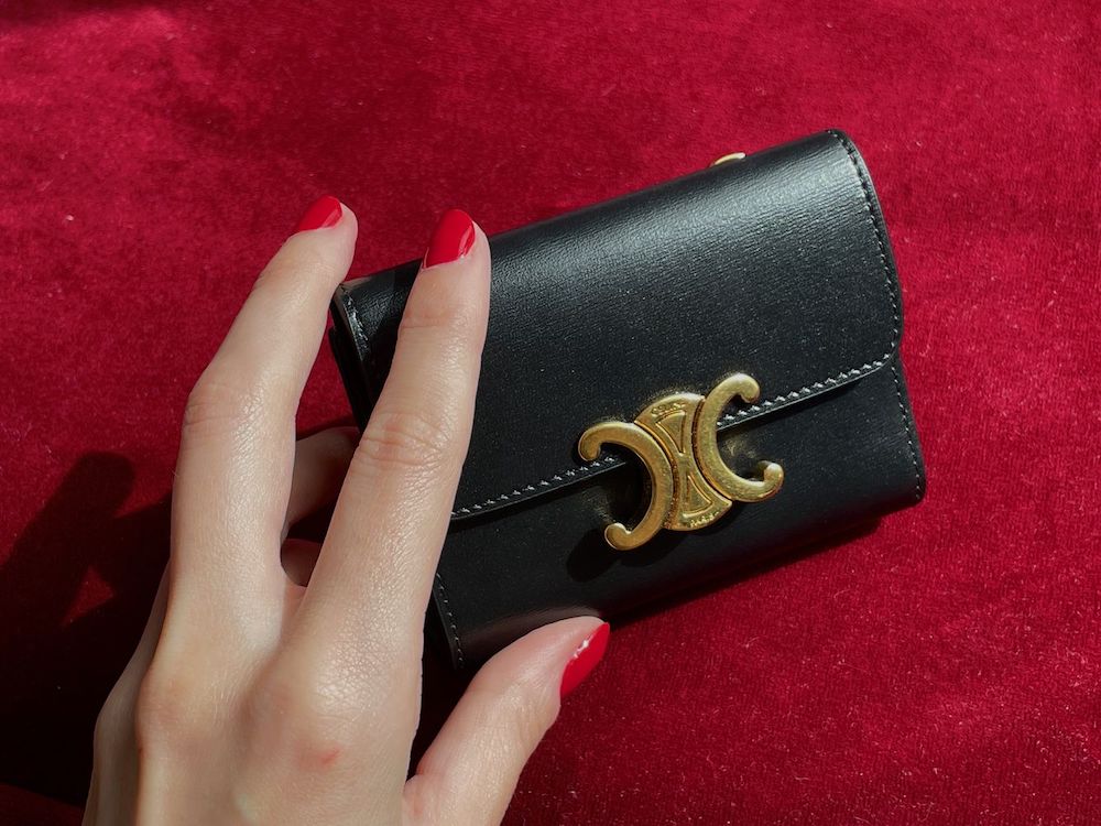 Celine, Accessories, Compact Wallet With Coin Triomphe In Shiny Calfskin