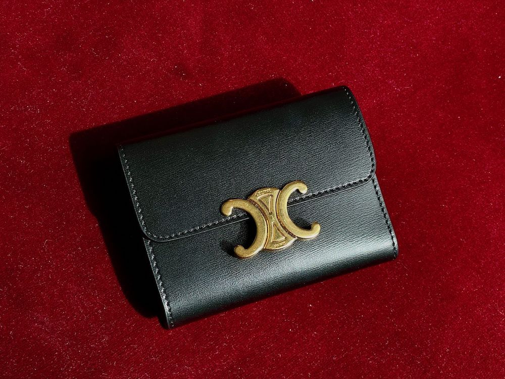 COMPACT WALLET WITH COIN TRIOMPHE in Shiny calfskin